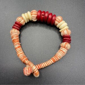 Boho Cord Wrapped Shell & Bead Bracelet